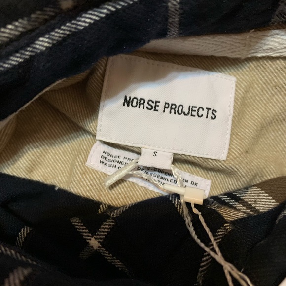 Norse Projects - Men’s Algot Mixed Flannel Check Shirt S / Dark Navy - Picture 3 of 6